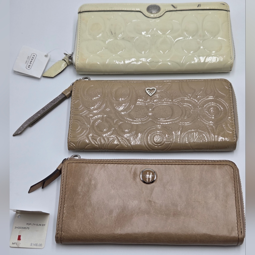 3 COACH Leather Long Wallets